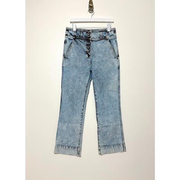 Ulla Johnsone Ellis Flare Jeans in Blue Acid Wash Size 12 - Picture 2 of 8